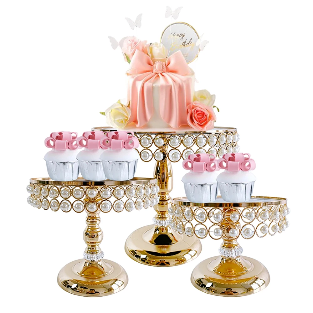 Alzata Per Torte In Metallo Oro 40,6 Cm – Piatto Da Portata Rotondo Con Bordo Traforato Per Dessert, Cupcake E Buffet - 2
