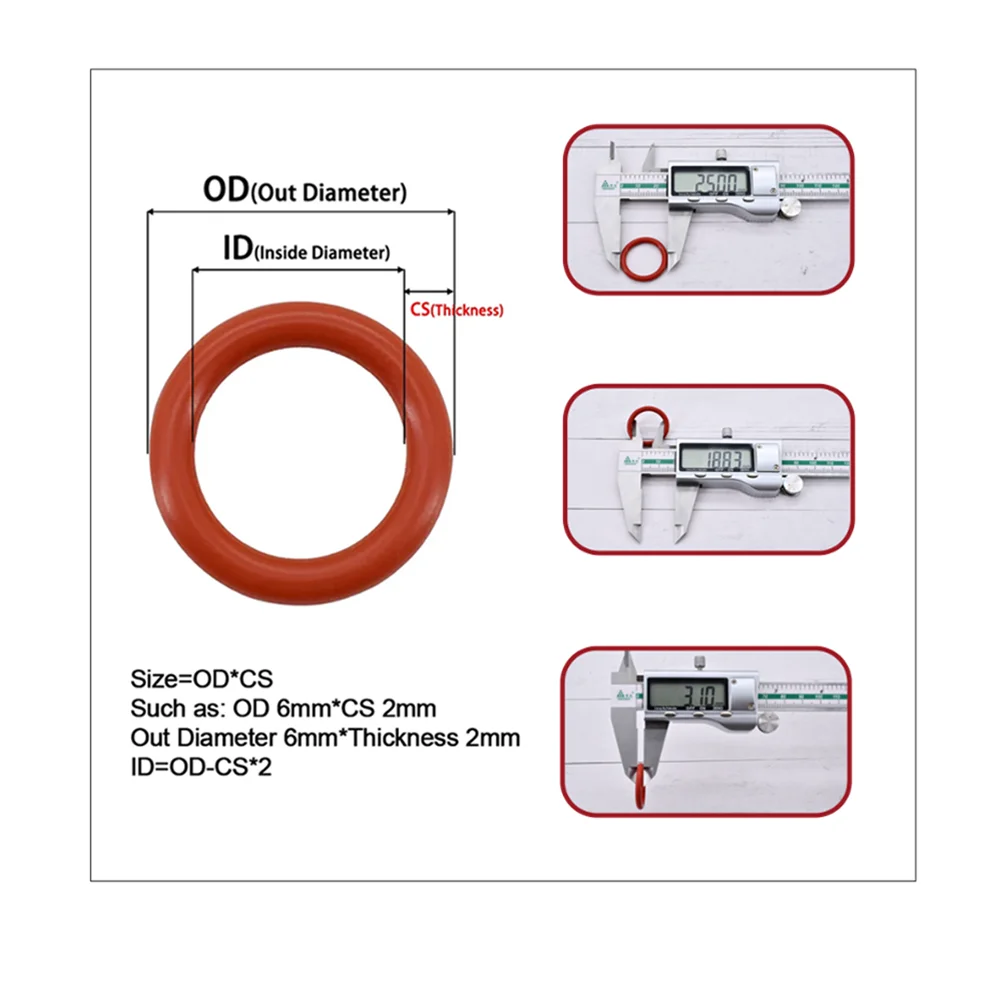 500/800/1200PCS 흰색 실리콘 O-링 씰 두께 OD6 40MM CS 2MM O 링 씰 절연 가스켓 와셔 원형