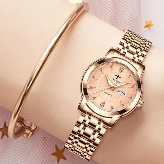 

Rose Gold Ladies 3-Hand Watch for Women Waterproof Quartz Elogio Feminino TRSOYE