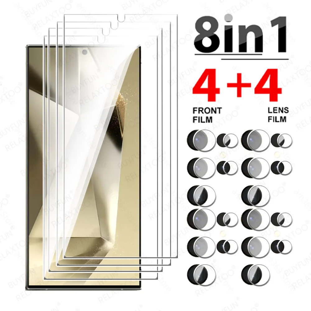 8 In1 Per Samsung S24 Ultra Cover Glas Per Samsung Galaxy S 24 Plus S24Ultra Custodia In Vetro Temperato S 24 Ultra 5G 2024 Protezione Dell'Obiettivo
