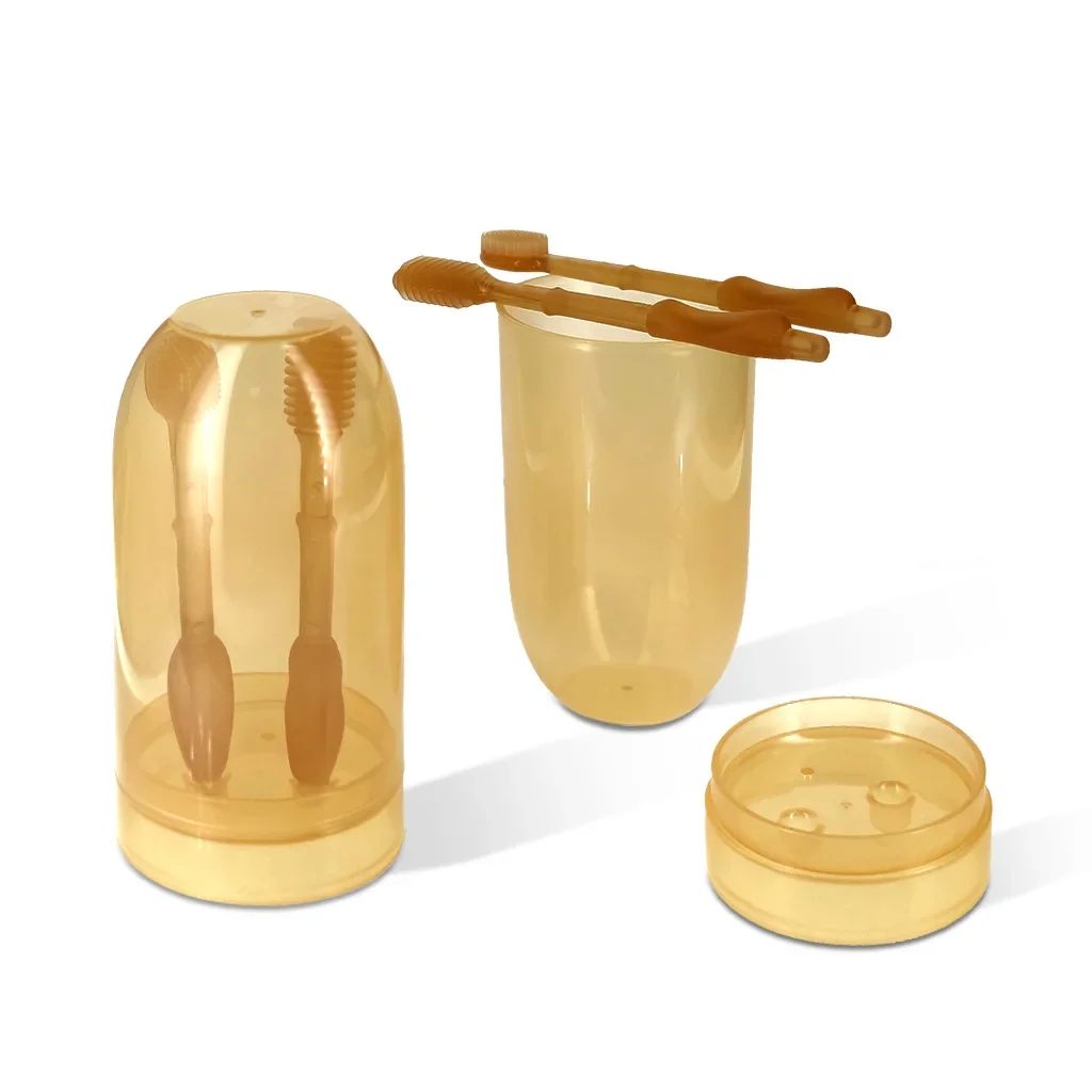 Baby Soft Bristle Toothbrush Silicone Tongue Brush Infant Toddler Oral Care Toothbrush Training Teeth Brush with Cover BPA Free - Image 3