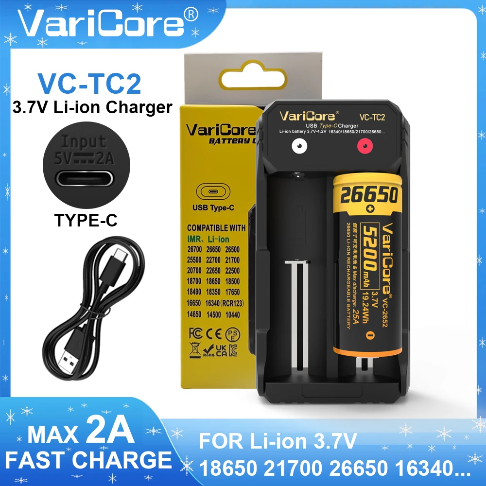 Battery Charger VariCore VC-ALL4 VC-Q4 VC-TC2 For 3.7V 18650 etc. 1.2V AA AAA NiMH Lithium