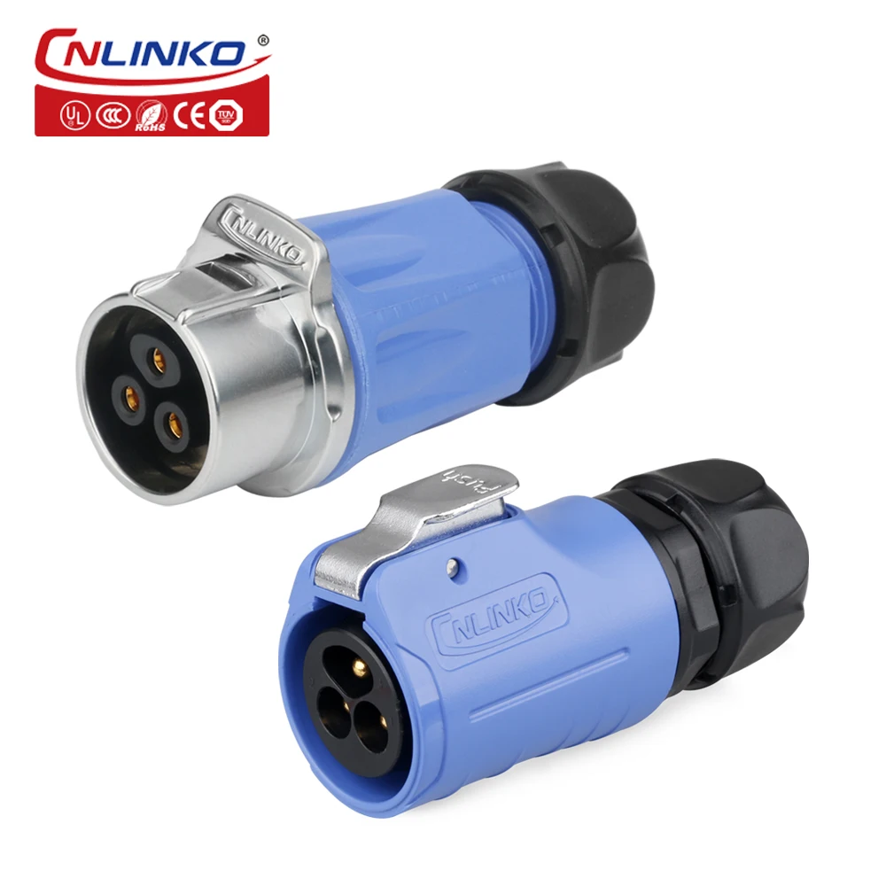 CNLINKO LP20 3 Pin Waterproof Screw Locking AC/DC Power Connector