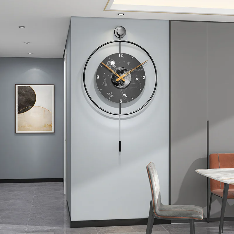 

Clocks Wall Home Decor with Lights Living Room Sofa Background Decoration Fashion Minimalist Wall Clock Art