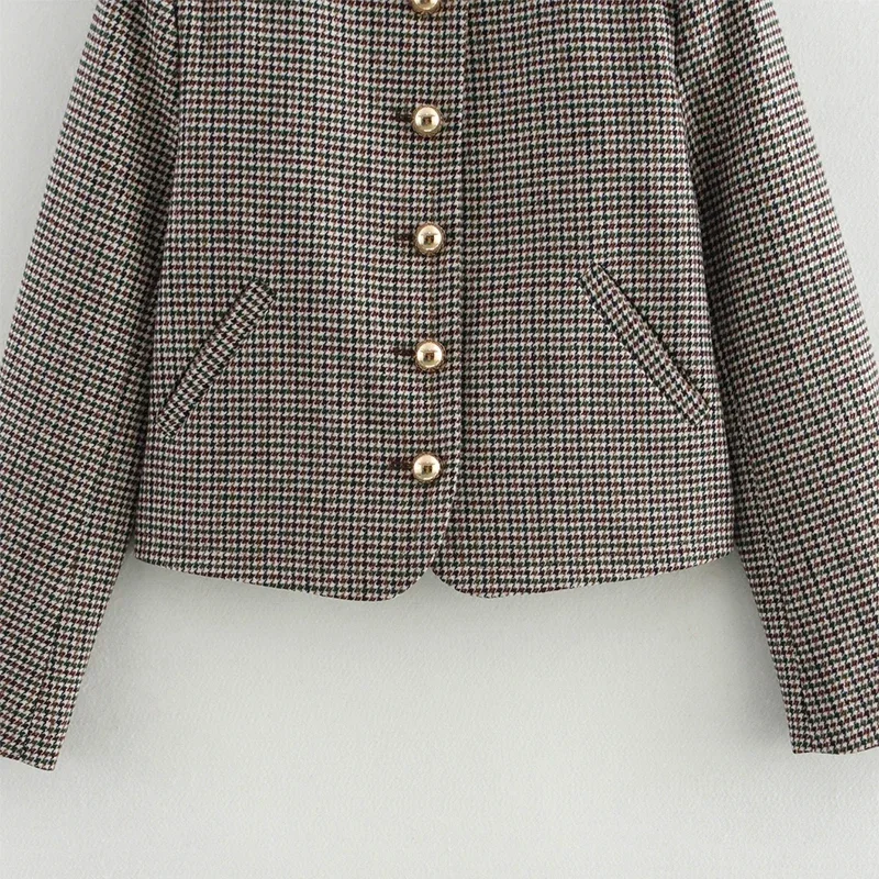 Fashion Blazers Women 2 Pieces Mini Skirt Sets Plaid Long Sleeve O-neck Top Pleat A-line Skirts 2025 Two Piece Set Female Outfit
