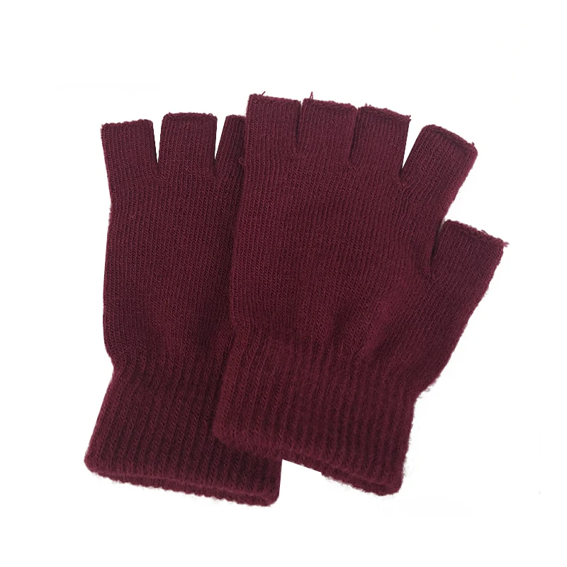 Autumn Winter Knitted Fingerless Women Men Half Finger Gloves Super Warm Outdoor Mittens Solid Color sarung tangan musim dingin