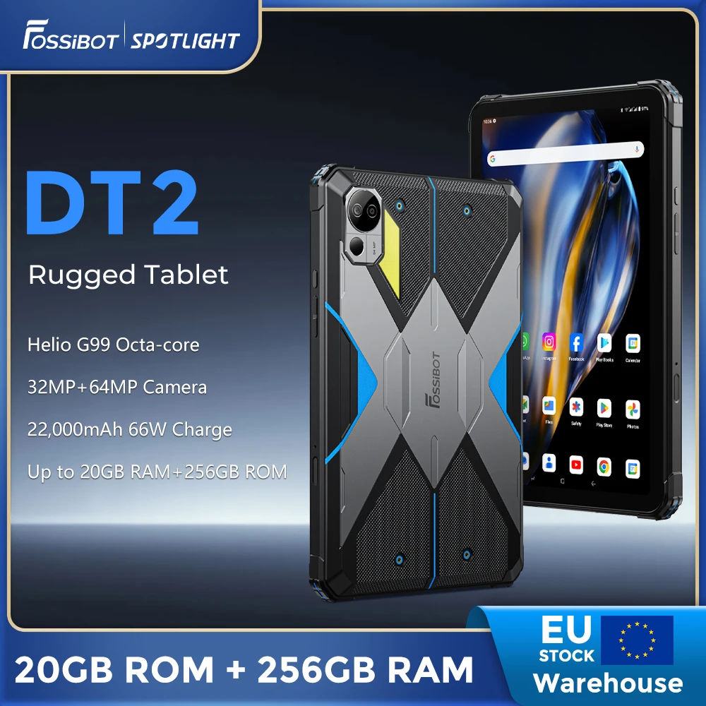 [Prima Mondiale] Fossibot Dt2 Tablet Pad Robusto 66W Android 13 Helio G99 20Gb + 256Gb 10.4 "2K Display Tab Tablet Pc Light 22000Mah