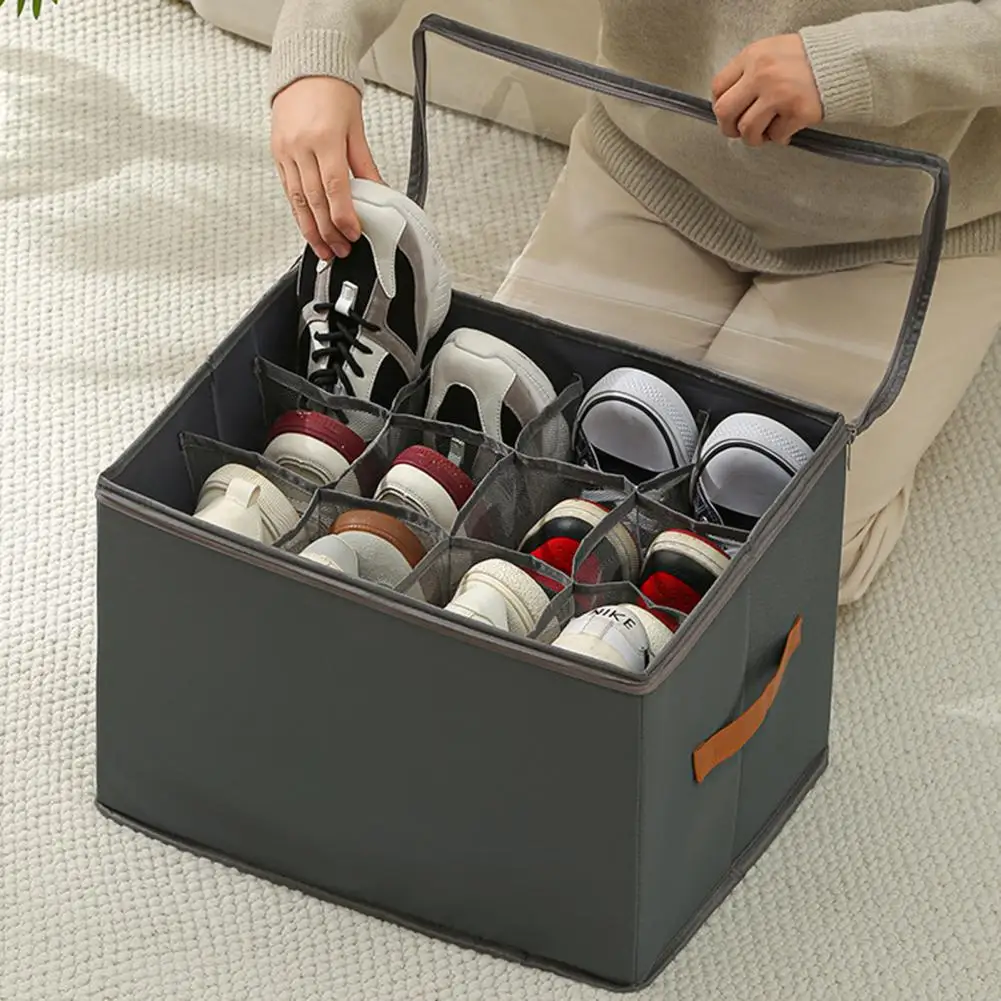 Foldable Shoe Organizer, Fabric Shoe Hanger With Cover, Adjustable Dividers For Shoe Storage Drawer Box Container Cube Box Fits 5