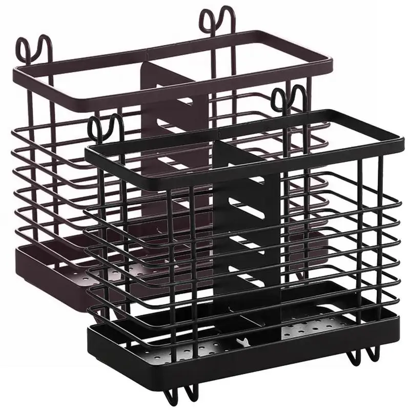 

Chopstick Dishwasher Basket With 2 Divided Compartments Utensil Drying Rack With Hooks For Cutlery Spoons Straws Kitchen