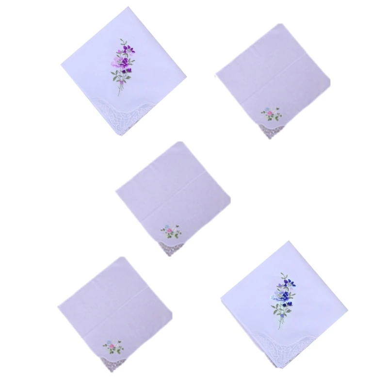 

Pocket Hankie Gift for Adult Portable Square Handkerchief Multiuse Embroidery Sweat Wipe Towel Women Accessories