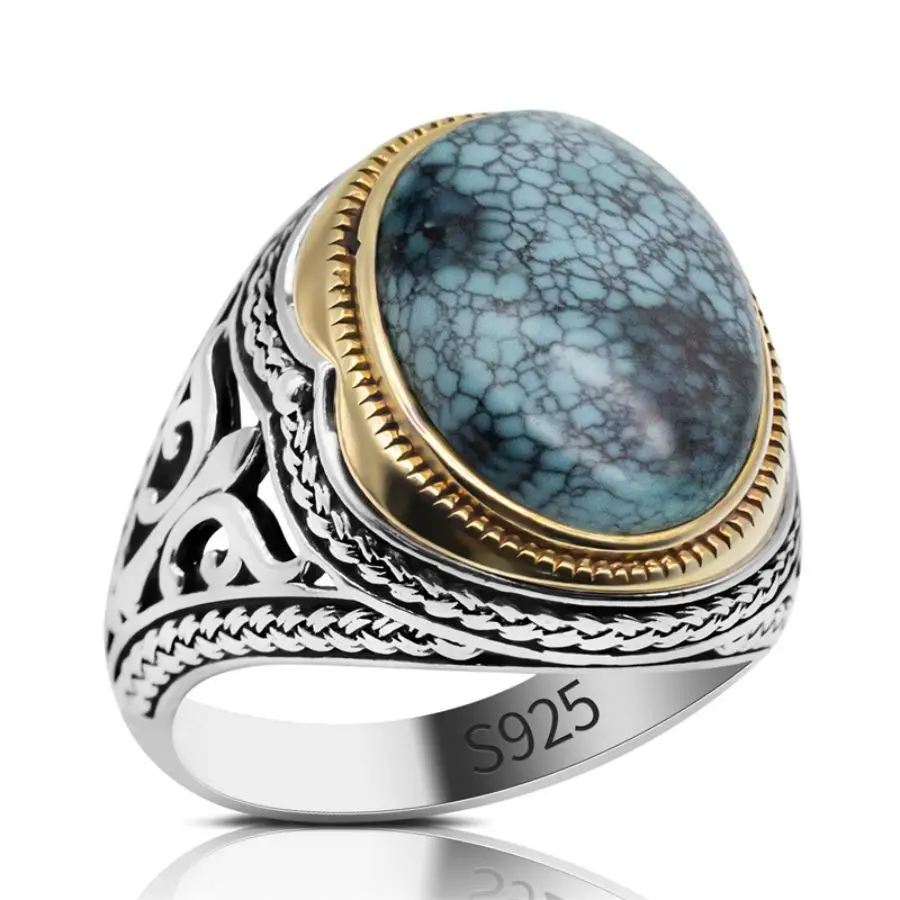 Turkish-Men-Rings-Natural-Turquoise-Stone-Handmade-Rings-Men-Real ...