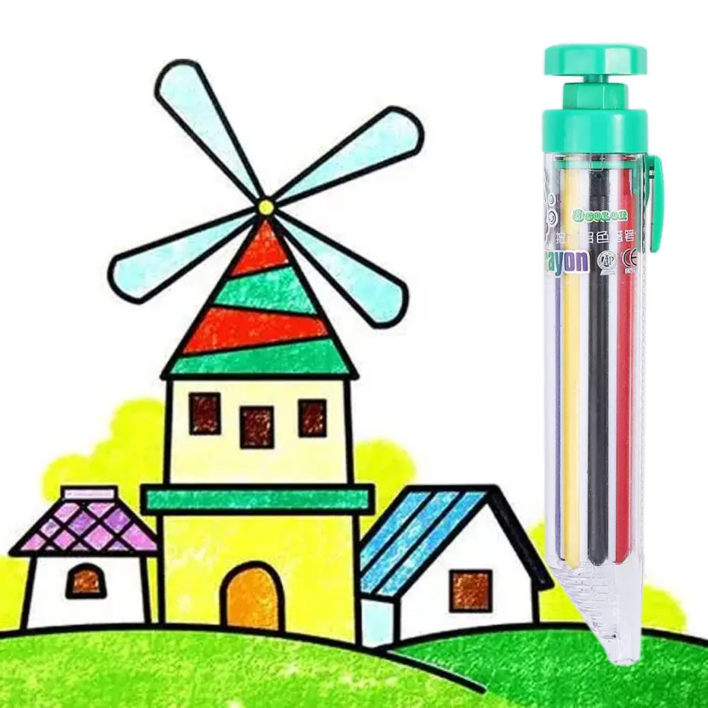 Funny Painting Pens Office School Supplies Gift Push Style Highlighter Marker Pen Colored Pencil Multicolor Crayons