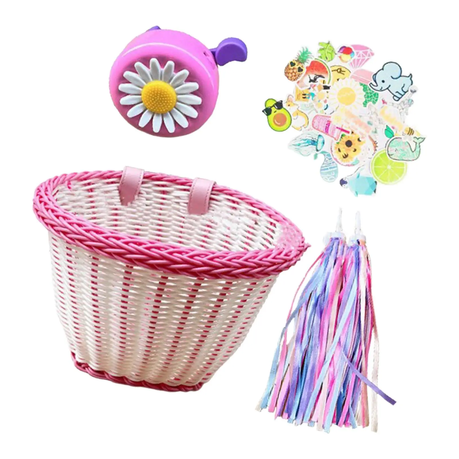 Kids Bike Decoration Basket Bike Decorations Accessories Set for Children