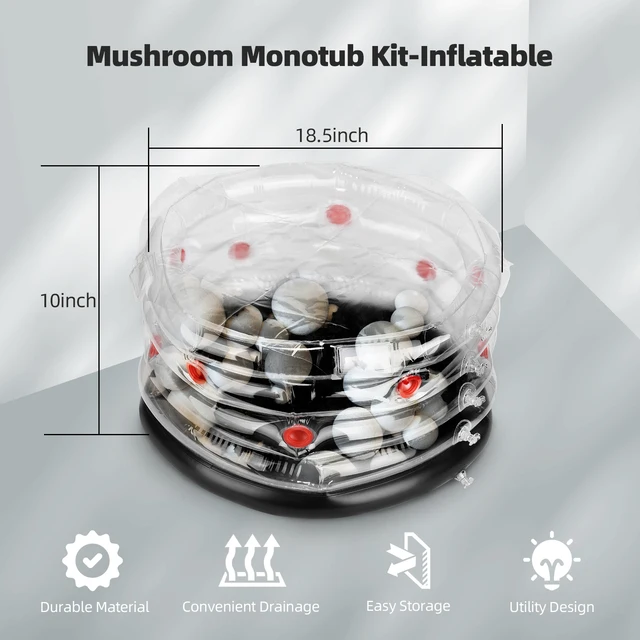 Kerek Gomba Monotub Készlet-Inflatiable Gombatermelő Táska Dugókkal És Szűrőkkel Friss Levegőcseréhez, Kerti Készlet - Image 2
