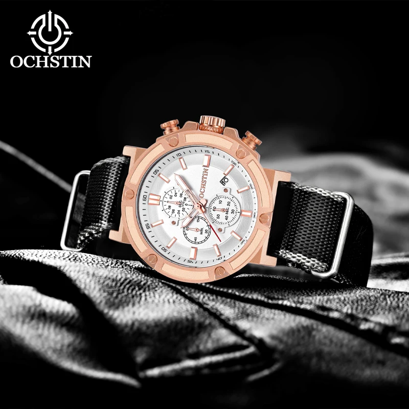 OCHSTIN new creative nylon series watch watch multifunction quartz movement watch 2024 fashion trend men's quartz watches