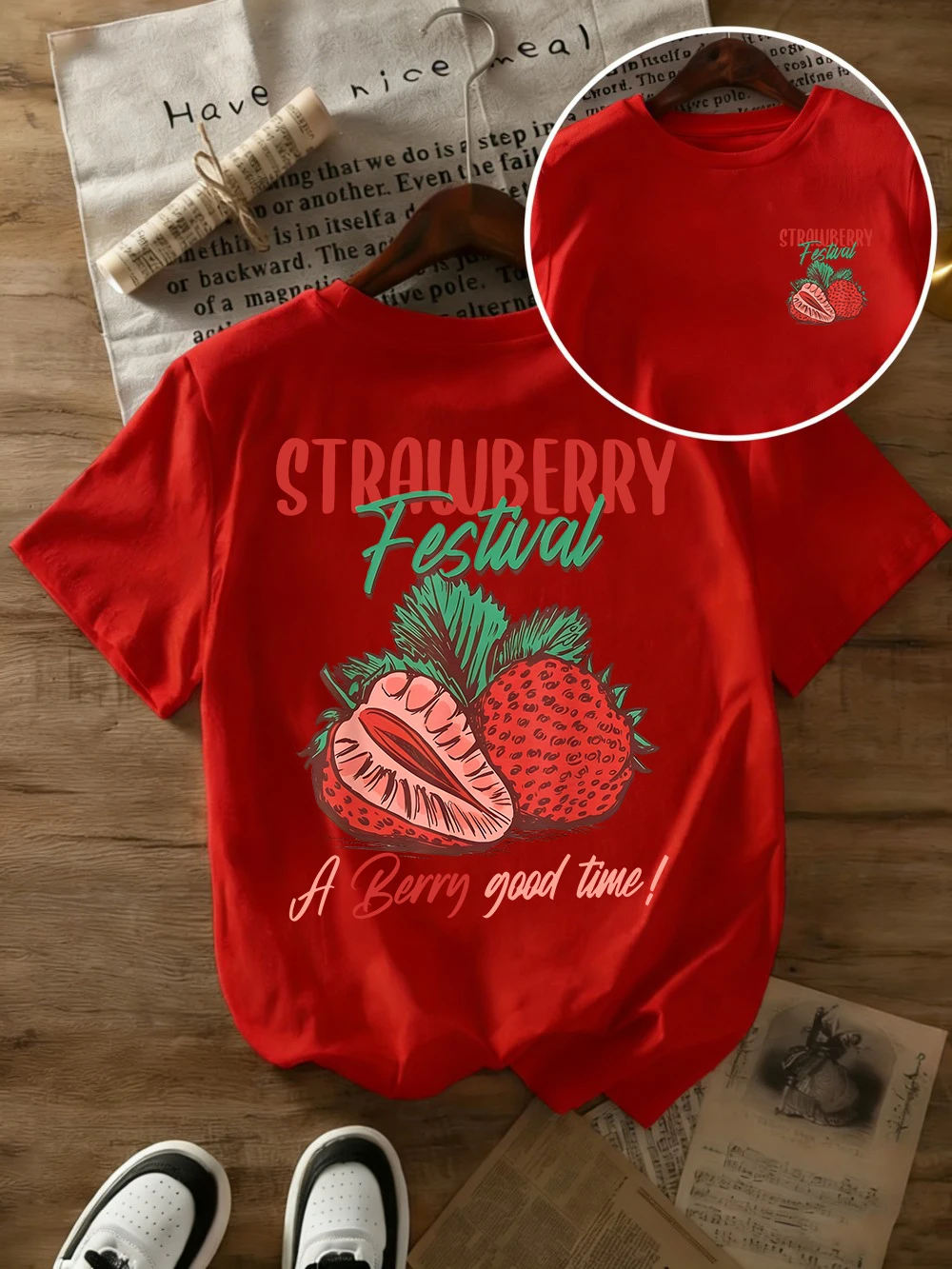 Strawberry Festival Oversized Women's Cotton T-Shirts - Soft & Comfortable Summer Tees
