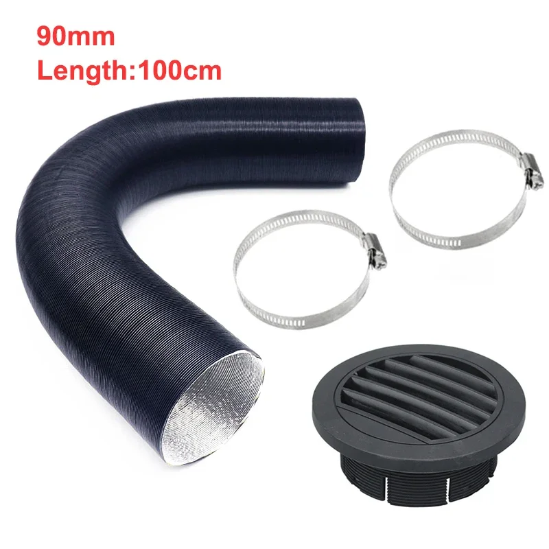 

90mm Diesel Heater Duct Hose Pipe+ Air Duct Air Vent Outlet +Hose Clip For Webasto Eberspach Diesel Parking Heater