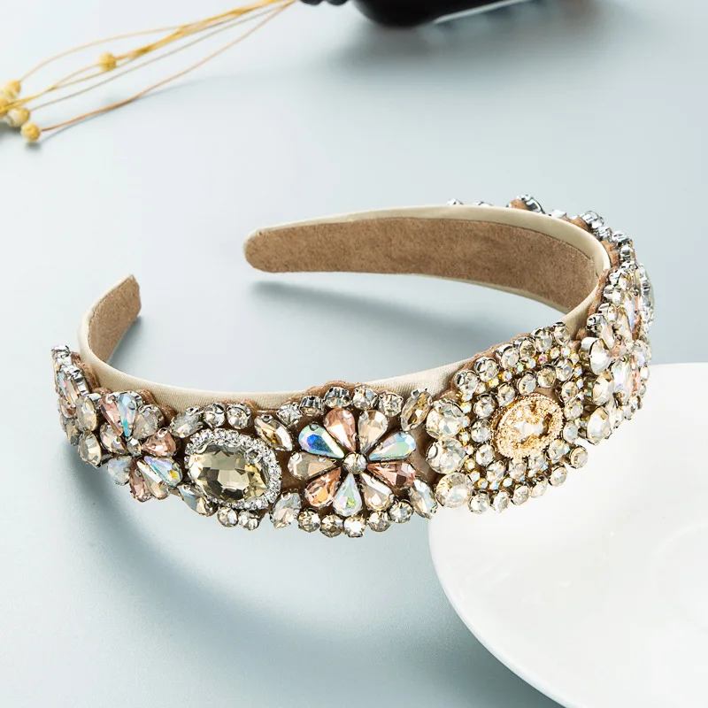 Luxuriöses Barockes Voll-Diamant-Stirnband für Frauen Europäisch-Amerikanischer Vintage-Stil Party Streetwear Haarreif Haaraccessoires – Detail 3