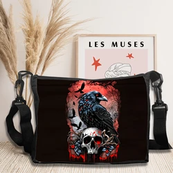 Gothic Fashion Black Raven and Skull Crossbody Bag with Red Eyes and Blood Design - 18x24cm (38667050024050204 - 27)