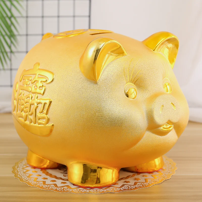 Gold Ceramic Pig Piggy Bank, Piggy Bank Gold Money Box