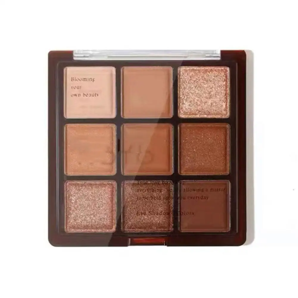 Chocolate Glitter Eyeshadow Palette Sparkling Matte Blendable High Pigment Shimmer Eyeshadow 9 Brown Palette Colors Shades N4K0