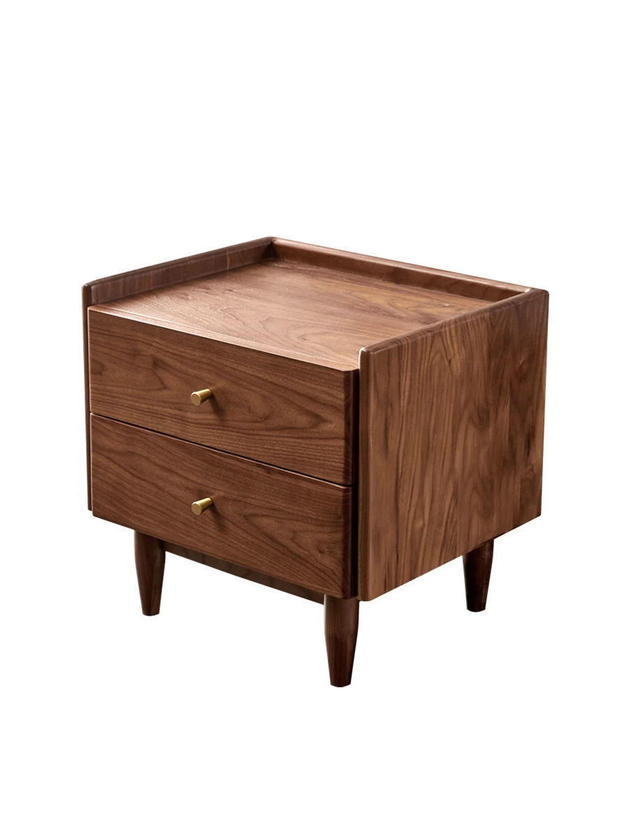 

Modern Minimalist Solid Wood Bedside Cabinet Black Walnut Storage Organizer Cabinet