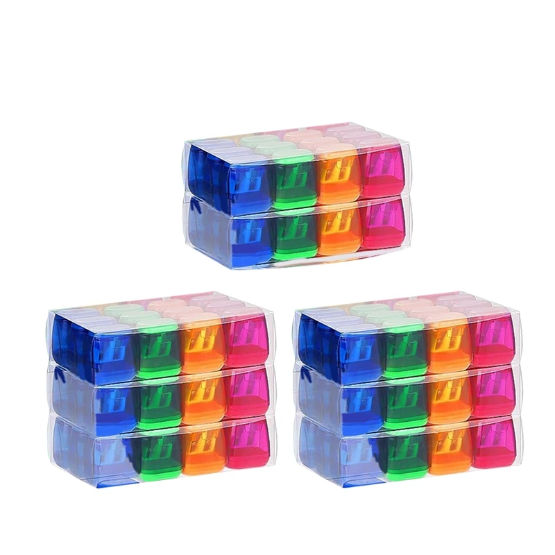 

96 Double-Hole Pencil Sharpeners, Plastic Pencil Sharpeners With Lids, Pencil Sharpeners, School Supplies Easy To Use