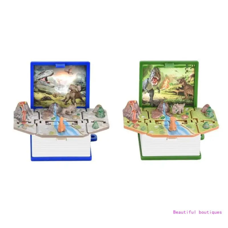 

3D Dinosaurs Folding Book Keychain Children Novelty Dinosaur World Pendant Keychain Mini Fold Bomb-Explosion-Book Gift DropShip