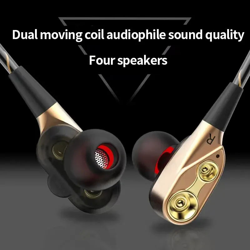 Explosive Double Moving Coil Headphones In Ear Subwoofer Cross Border Wire Controlled Fever Hifi Headphones With Shocking Sound 1