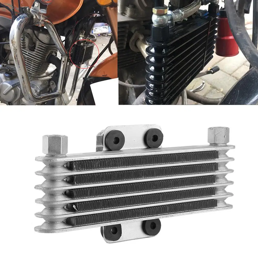 5 Row Silver Engine Oil Cooler Cooling Radiator Universal Parts for 125 250CC Motorcycle Dirt