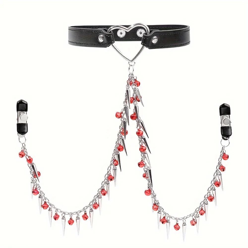

BDSM Adult Flirting Sex Toys Metal Pepper Bell Chain Nipple Clips Adjustable Tightness Breast Clamps for Both Women and Couples