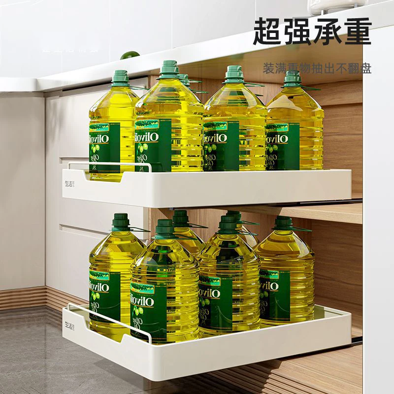 

Kitchen Pull-out Food Box Storage Rack Free Of Installation Kitchen Cabinets With Slide Rails Of Storage Tray Cabinet Dish Rack