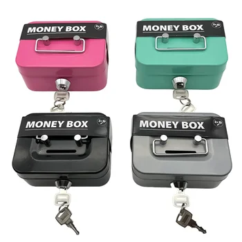 Money Safe Box Lockable Cash Box With Key,Portable Piggy Box Made Of Metal Small Security Lock Box Sturdy Coin Boxes For Kids 1