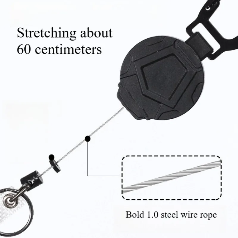 인기 급상승 볼드 1.0 스틸 와이어 로프 아웃도어 등산용 이지풀 버클 고탄성 자동차 텔레스코픽 키체인
