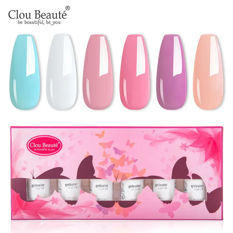 

Clou Beaute 6 шт. 8 мл Гель-лак для ногтей Популярные Цветные ногти полуперманентное впитывание УФ светодиодный гель для дизайна ногтей верхнее покрытие Гель-лак для ногтей