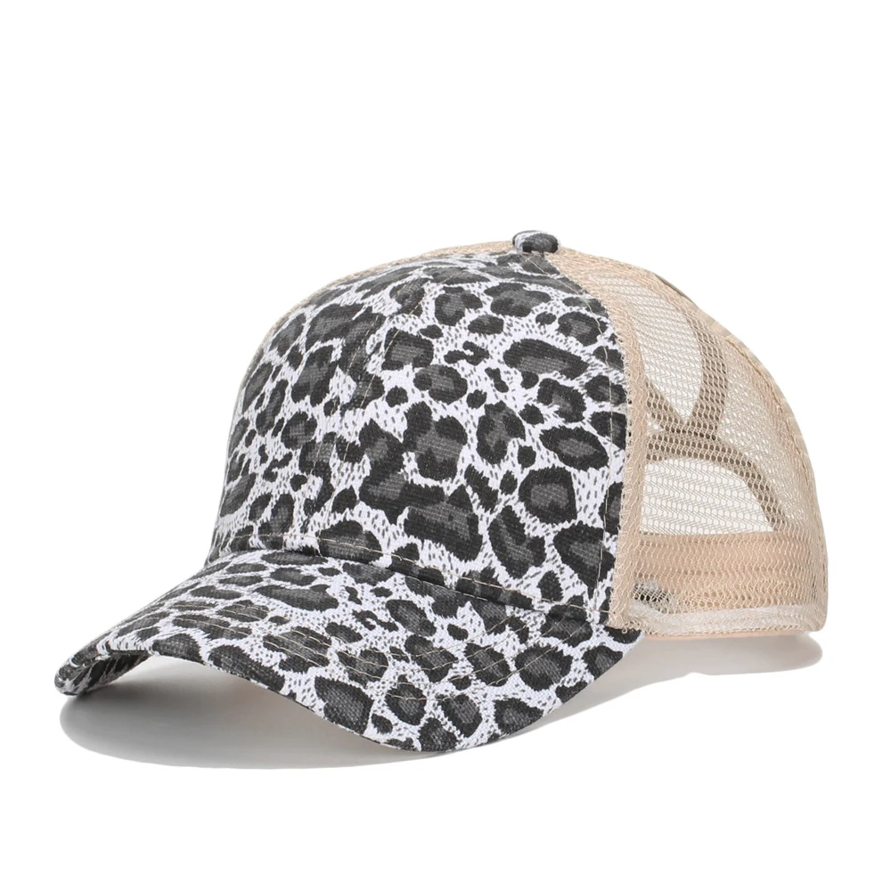 

Men's Baseball Cap Leopard Print Baseball Caps for Women Men Adjustable Mesh Vented Trucker Sport Golf Ponytail Sun Hat Cap