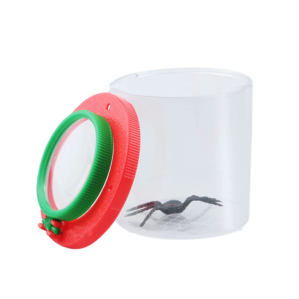 Portable Children Crawlers Animal Spider Insect Box 3X 6X Magnifying Glass Insect Cage Bug Jar for Science Nature Exploration