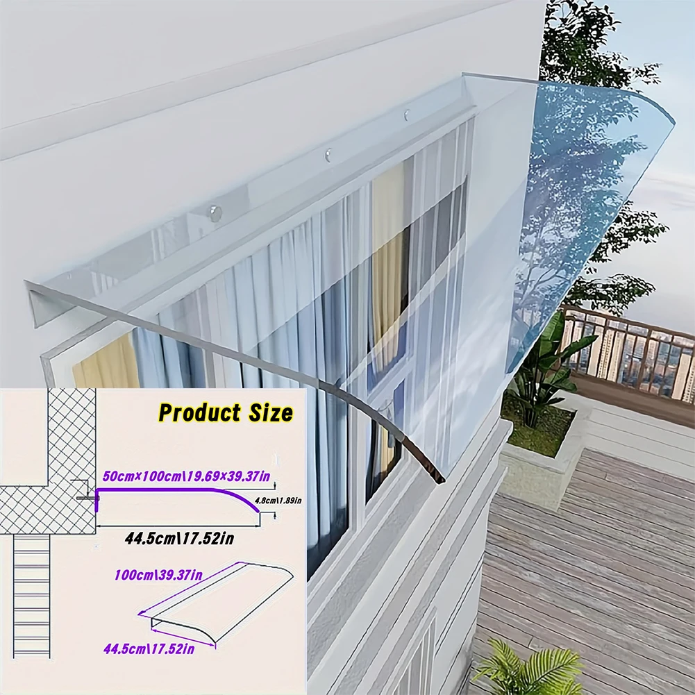 Window Door Wall Canop UV Rain Protection Transparent Invisible Rain Shelter Cover No Bracket Awning Canopy Window Awning Canopy