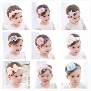 Baby Headband Flowers Girls Pink Ribbon Hair Bands Handmade Headwear Hair Elastic Tiara For Girl Newborn Babies Hair Accessories