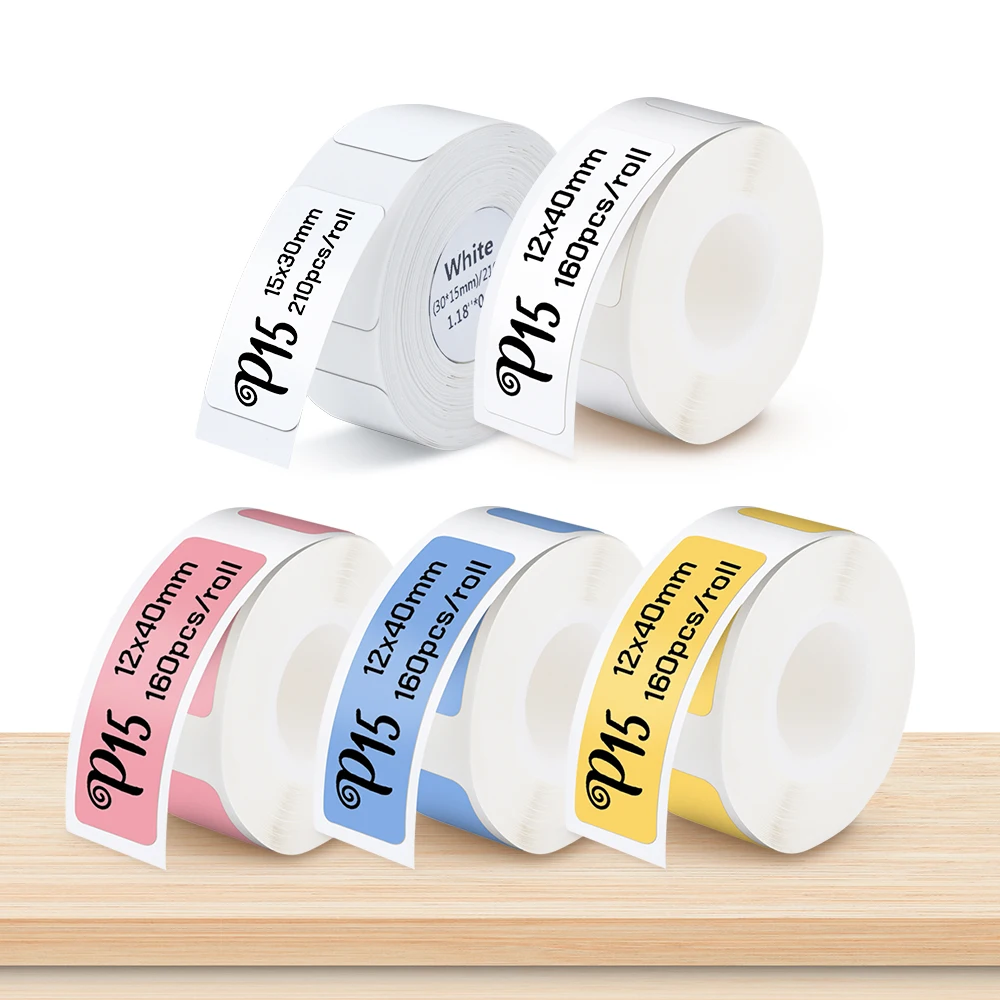 Multi Size P15 Label Paper Sticker 15*30mm 12*40mm White Label Tape P15