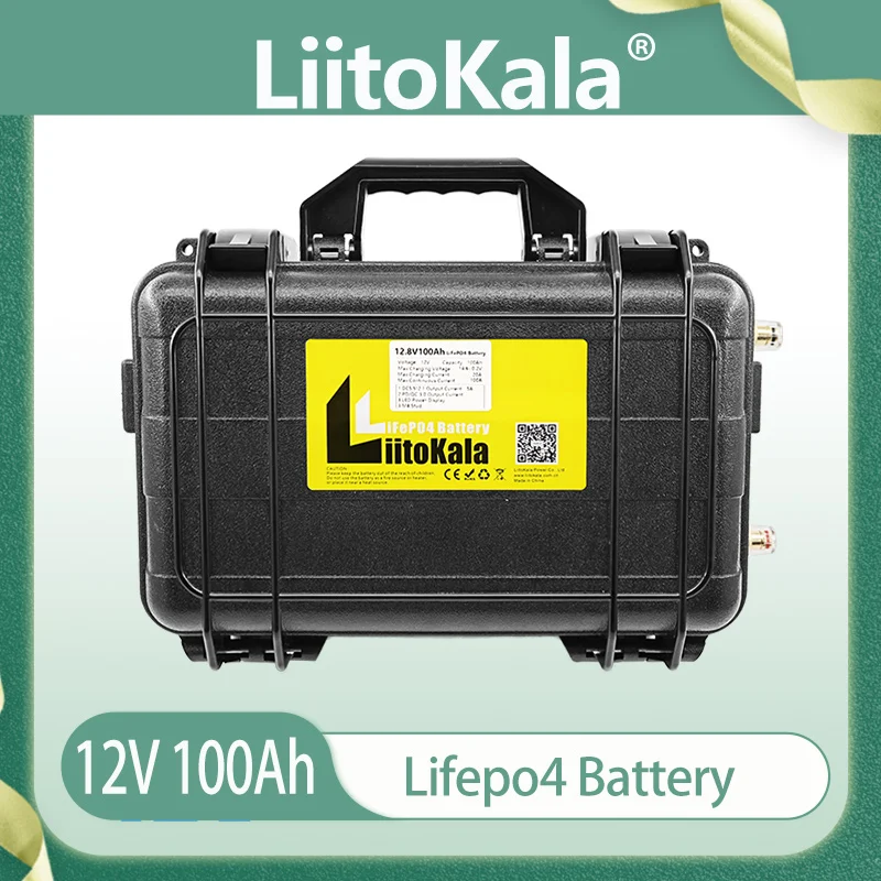 Liitokala 12.8V 100Ah Lifepo4 Pacco Batteria Integrato 100A Bms 12V 100Ah Impermeabile Per Camper Solare Yacht Inverter Motore Moto