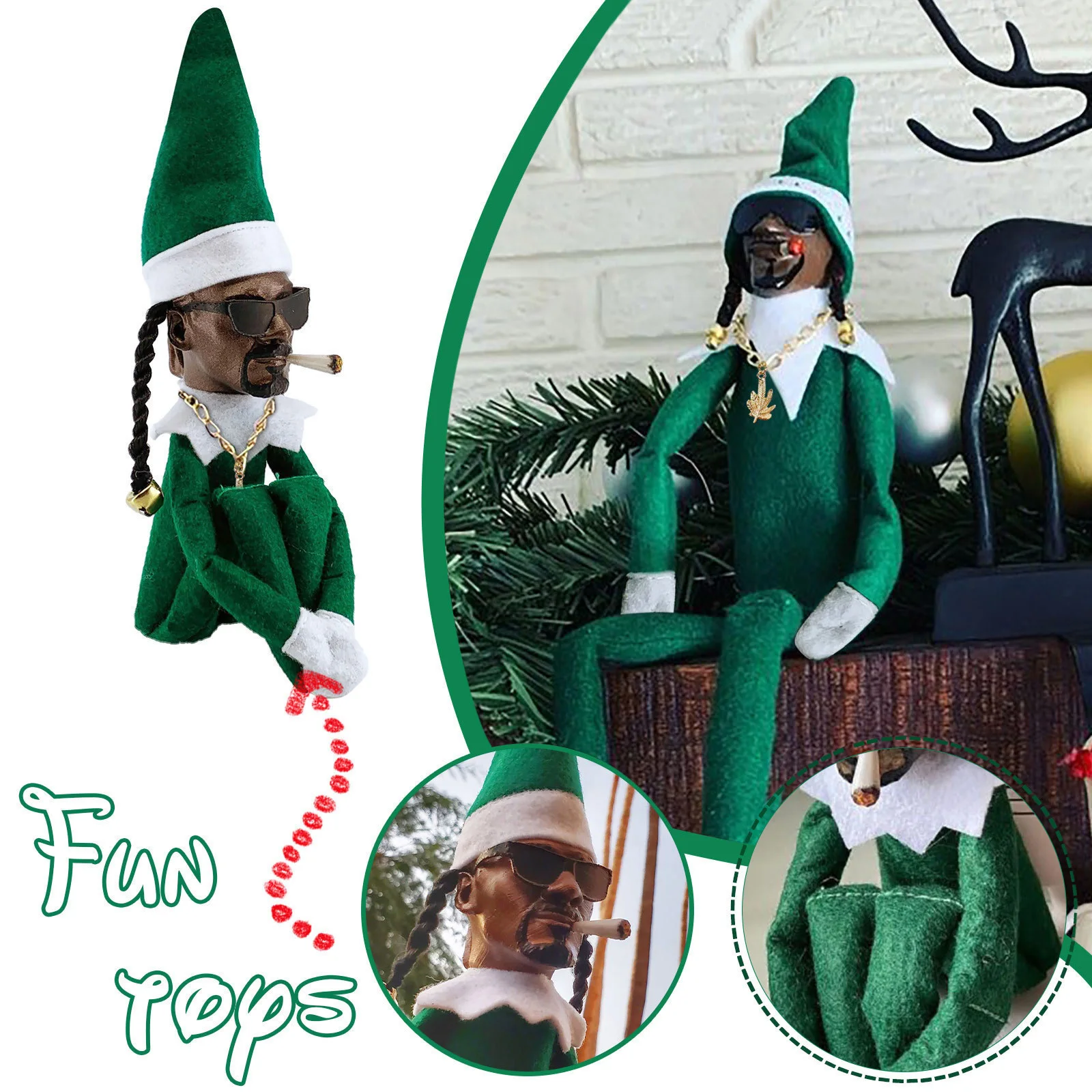 Snowop no tamborete Boneca de Elfo, Decorações Atmosféricas, Ornamento de Ano Novo, Presente de Natal, 2024, 1 2Pcs