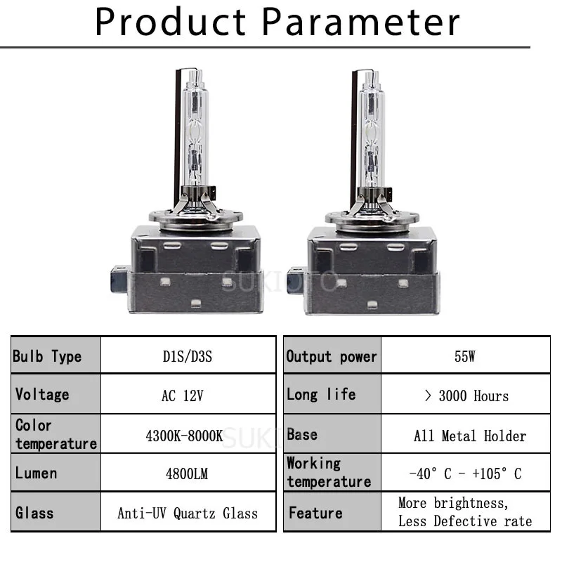 2PCS SUKIOTO CLASSIC XENSUKIT Headlight 55W D1S D3S Xenon HID Car Bulbs 35W D1 D3 HID Xenon Lamps For Audi Volkswagen Skoda Seat