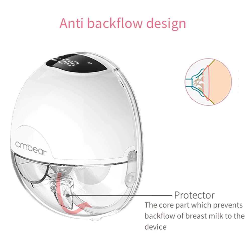 cmbear Wearable Breast Pump Hands Free Electric Breast Pump for Breastfeeding Levels Low Noise Comfort Milk Collector BPA-free 4