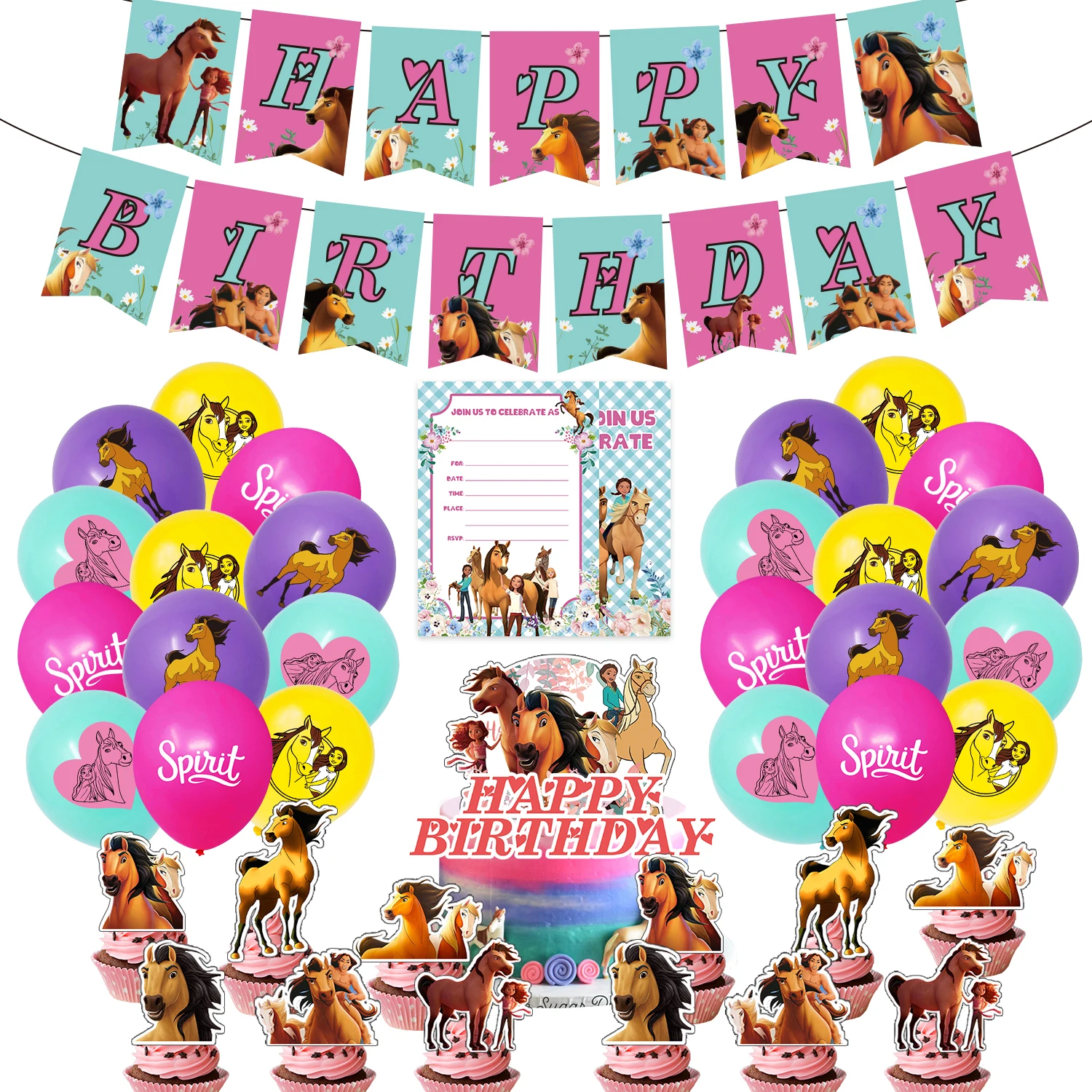 Spirit Stallion Of The Cimarron Party Decoration Banner Cake Topper