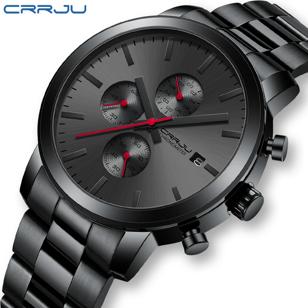 

CRRJU Watch for Men Chronograph Quartz Watches 30M Waterproof Date Sports Fashion Casual Wrist Watch Elegant Gift for Men