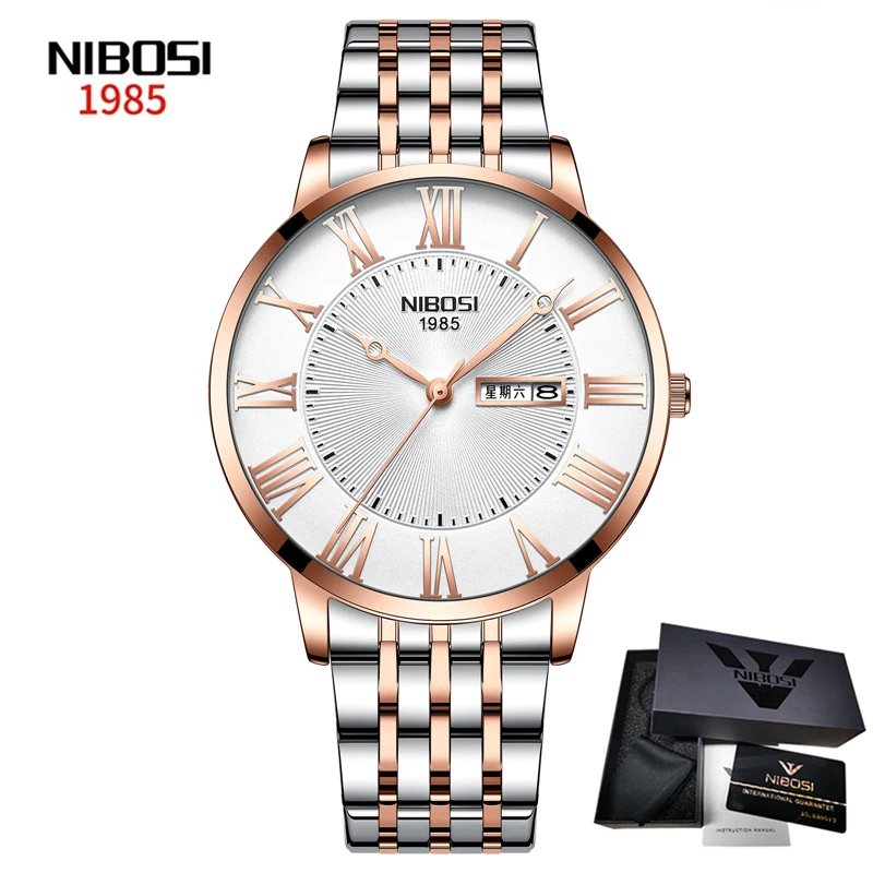Relogio Masculino NIBOSI Mens Watches Top Brand Luxury Fashion Quartz Watch Men Casual Stainless Steel Waterproof Sport Watch 
