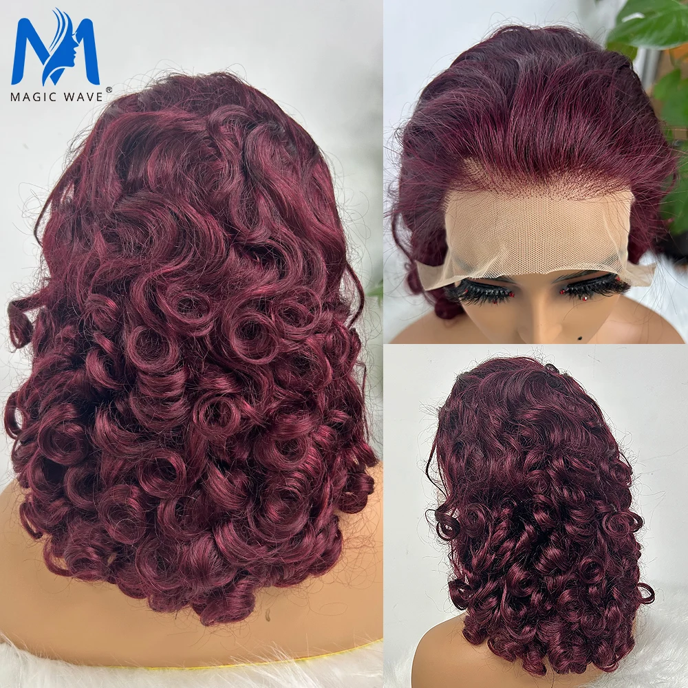 4/27 colore FUMI parrucca dei capelli umani parrucche Bob 250 densità rimbalzante ricci 13x4 anteriore del merletto parrucca brasiliana dei capelli umani di Remy per le donne nere