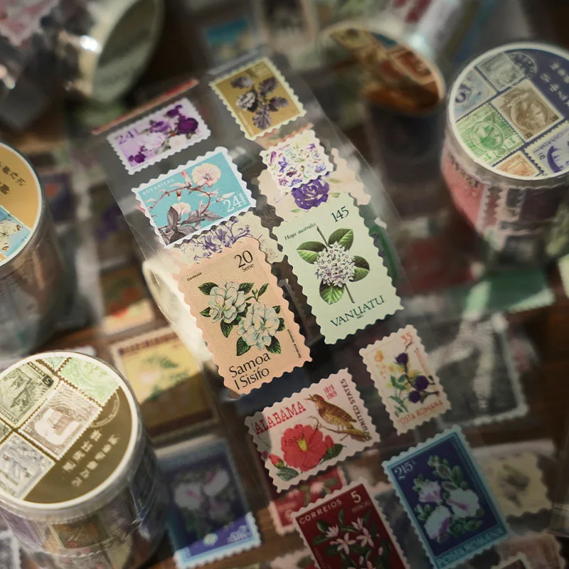 55mm x 2m 빈티지 메모리 메일 마스킹 Washi 테이프 레트로 스탬프 장식 접착 테이프 DIY Scrapbooking 스티커 라벨 편지지