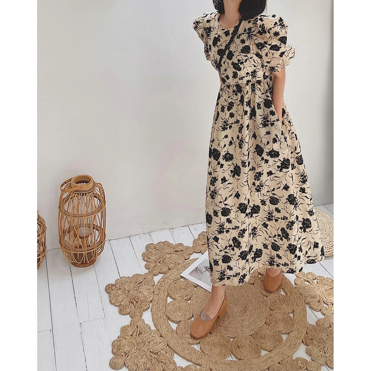 2022 Women Plaid Floral Dress Za Elegant Robe Y2k Summer Midi Maxi Long